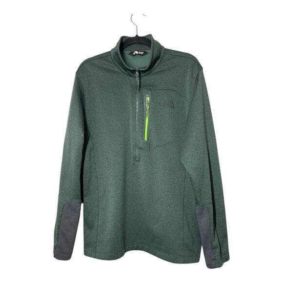 The North Face Half Zip 1/2 Long Sleeve Fleece Pullover Green Gray Large Mens - Picture 1 of 5